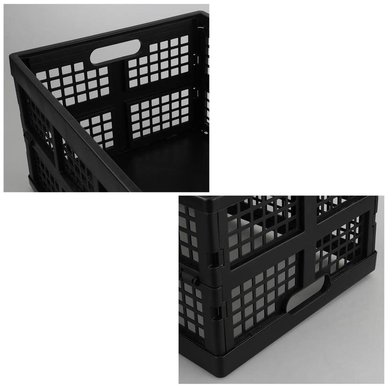 Lesbin 3-Pack Plastic Collapsible Storage Crate, 30 L Folding Storage Baskets, Black - Image 4